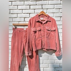 Brixton Oversized Corduroy Button Up Shirt Jacket & Corduroy Pants set size M